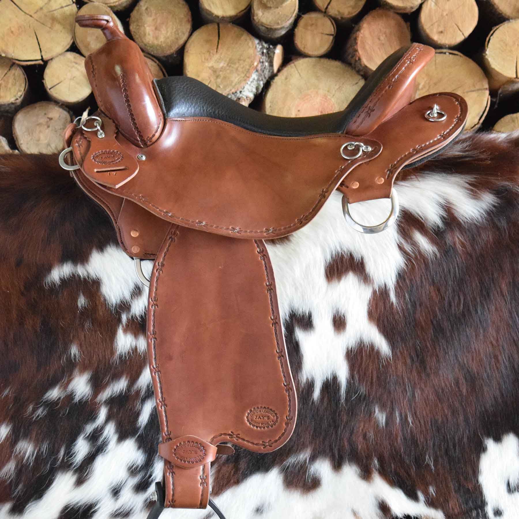 A custom leather Trail Lite /Endurance Saddle by Jay's Saddles in Tennessee 