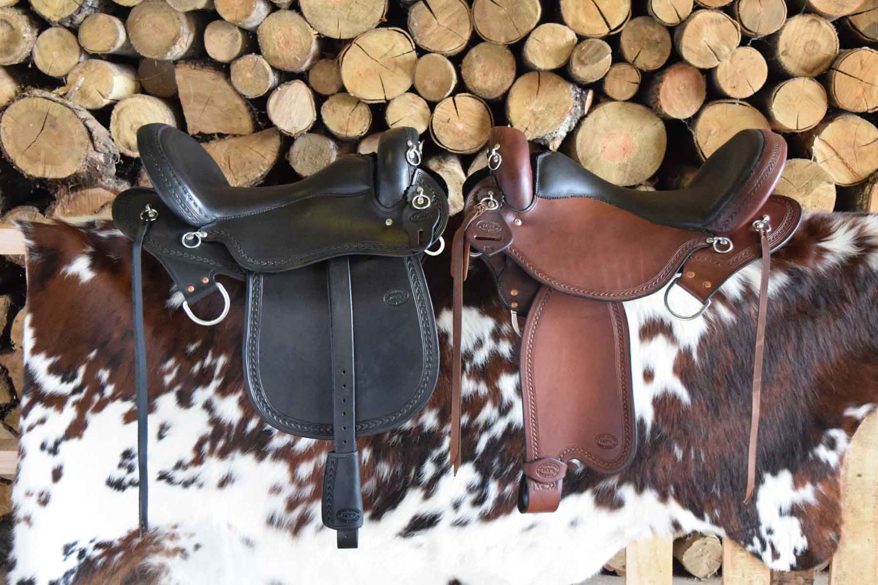 Two custom leather Trail Lite /Endurance Saddles by Jay's Saddles in Tennessee 